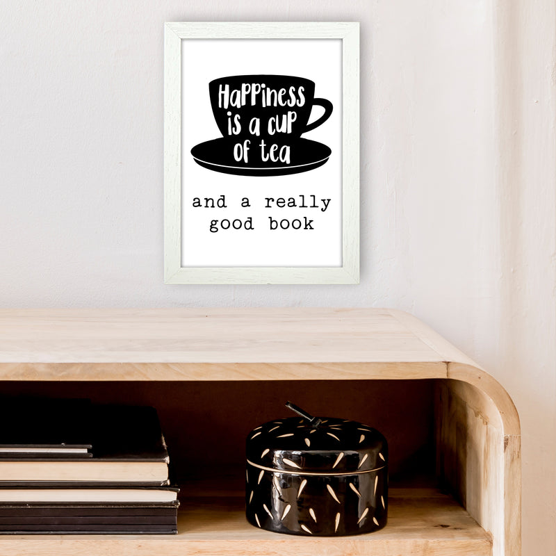 Happiness Is A Cup Of Tea  Art Print by Pixy Paper A4 Oak Frame