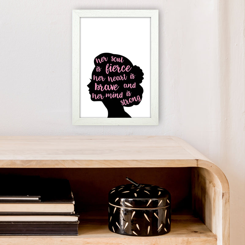 Her Soul Is Fierce Pink  Art Print by Pixy Paper A4 Oak Frame