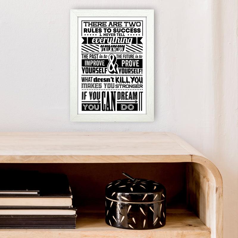 Rules To Success Vintage  Art Print by Pixy Paper A4 Oak Frame