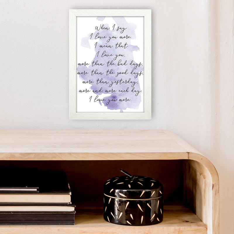 Love You More Purple  Art Print by Pixy Paper A4 Oak Frame