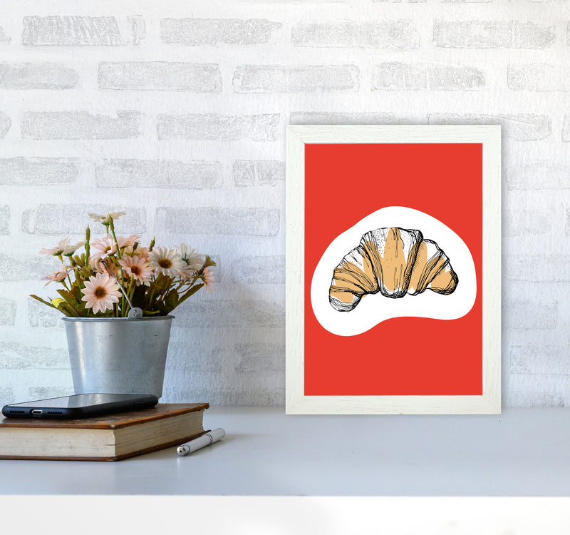 Kitchen Pop Croissant Red Art Print by Pixy Paper A4 Oak Frame