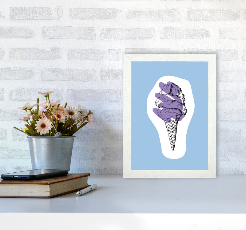 Kitchen Pop Ice Cream Blue Art Print by Pixy Paper A4 Oak Frame