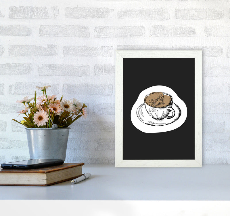 Kitchen Pop Coffee Off Black Art Print by Pixy Paper A4 Oak Frame