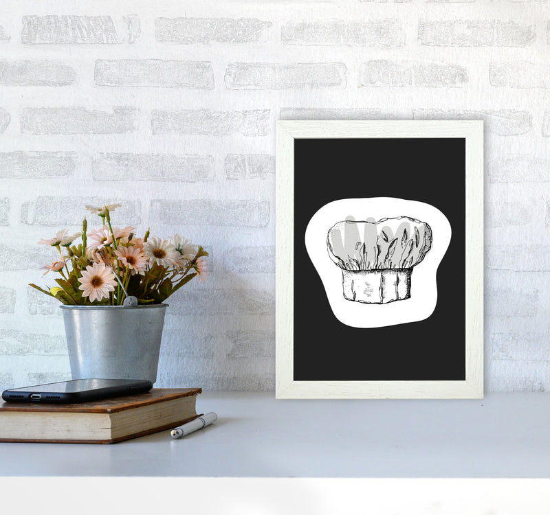 Kitchen Pop Chef's Hat Off Black Art Print by Pixy Paper A4 Oak Frame