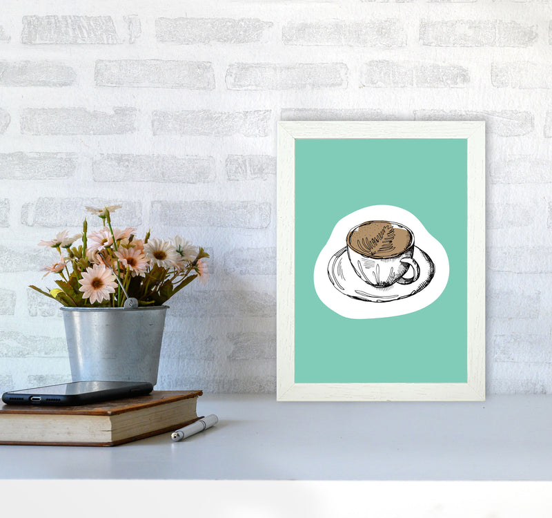 Kitchen Pop Coffee Mint Art Print by Pixy Paper A4 Oak Frame