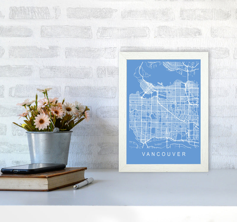 Vancouver Map Blueprint Art Print by Pixy Paper A4 Oak Frame