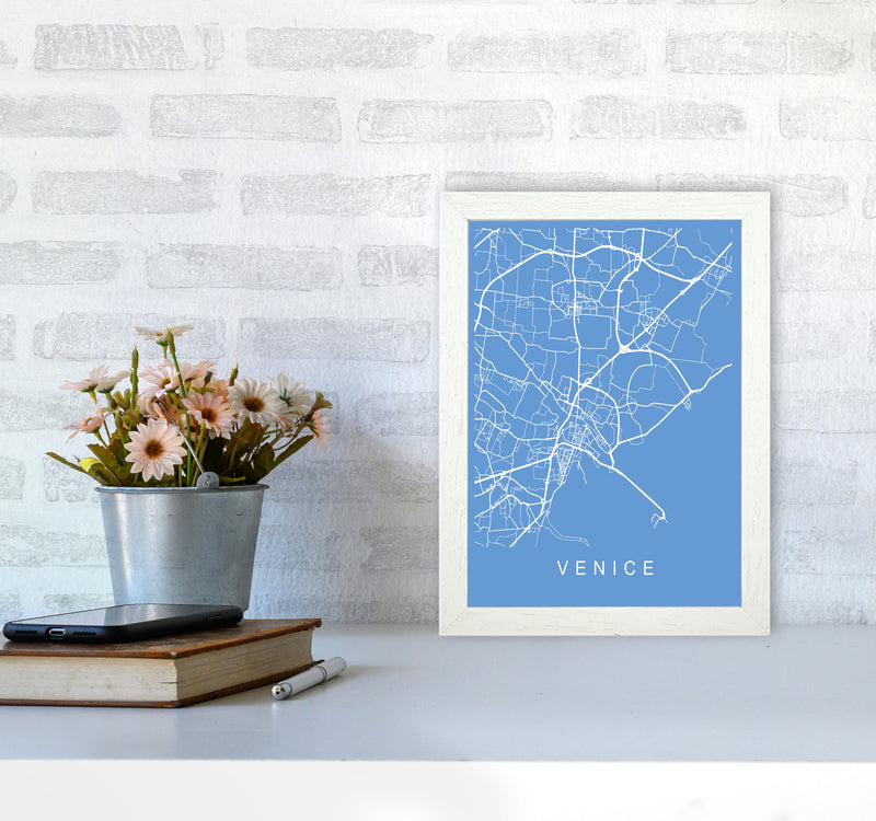 Venice Map Blueprint Art Print by Pixy Paper A4 Oak Frame