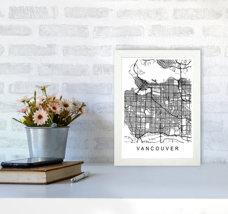 Vancouver Map Art Print by Pixy Paper A4 Oak Frame
