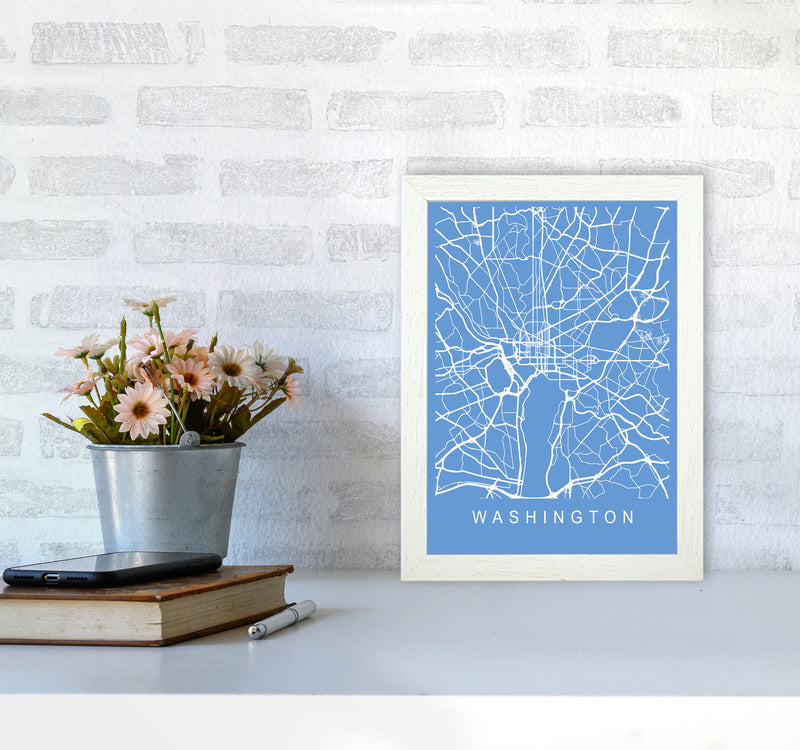 Washington Map Blueprint Art Print by Pixy Paper A4 Oak Frame