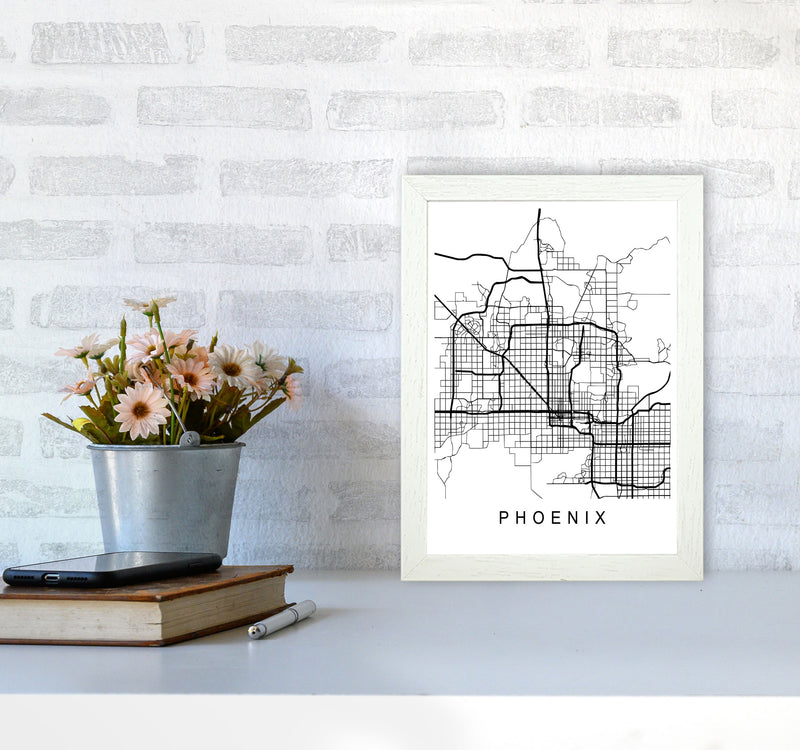 Phoenix Map Art Print by Pixy Paper A4 Oak Frame