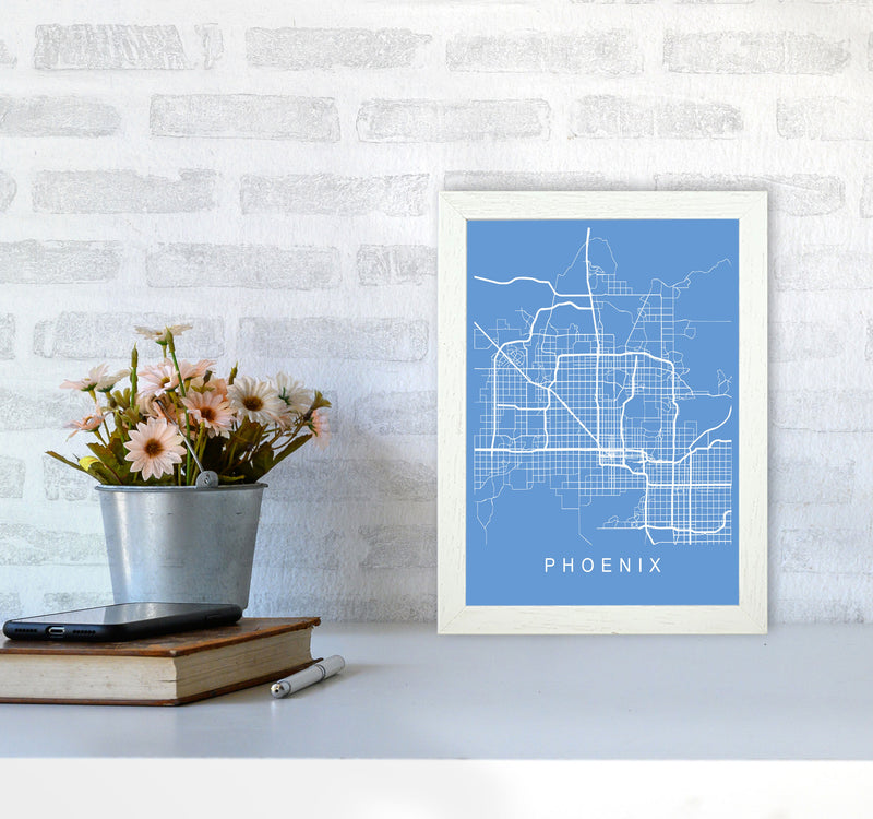 Phoenix Map Blueprint Art Print by Pixy Paper A4 Oak Frame