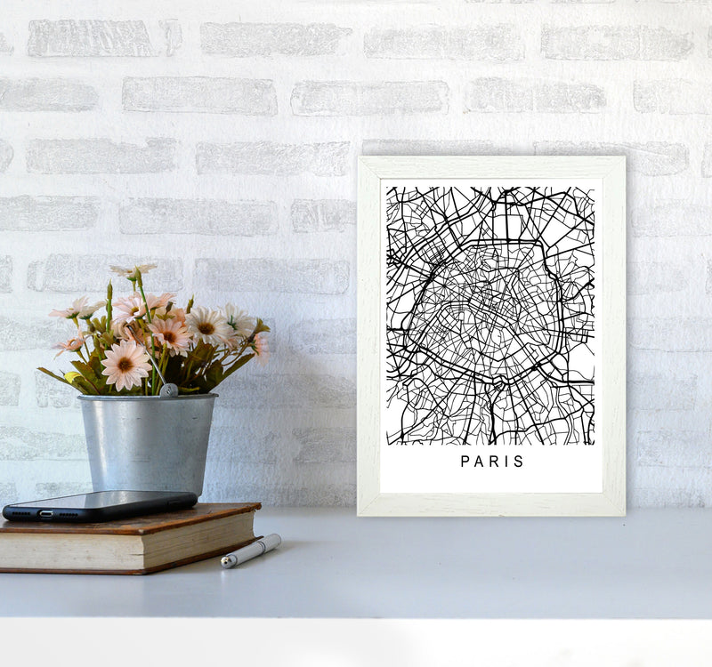 Paris Map Art Print by Pixy Paper A4 Oak Frame