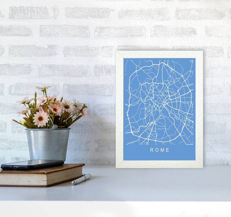 Rome Map Blueprint Art Print by Pixy Paper A4 Oak Frame