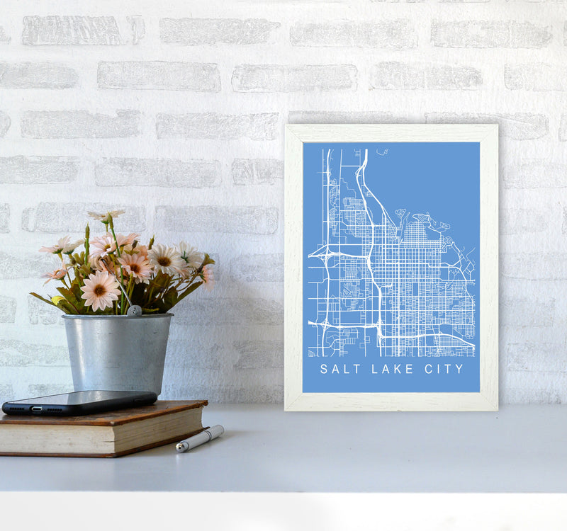 Salt Lake City Map Blueprint Art Print by Pixy Paper A4 Oak Frame