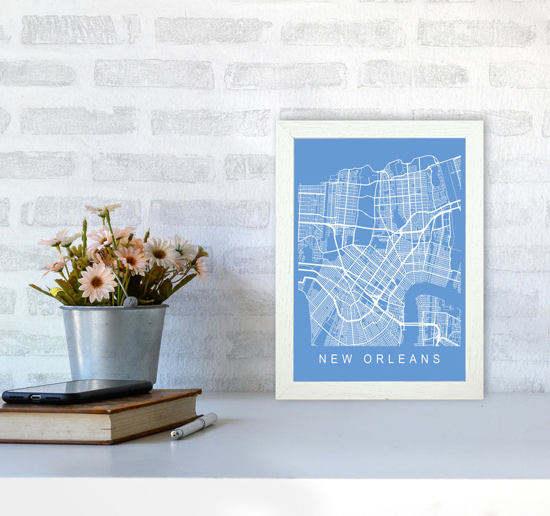 New Orleans Map Blueprint Art Print by Pixy Paper A4 Oak Frame