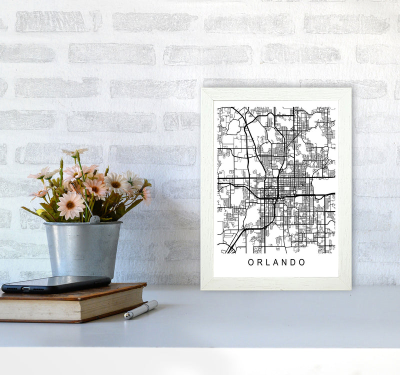 Orlando Map Art Print by Pixy Paper A4 Oak Frame