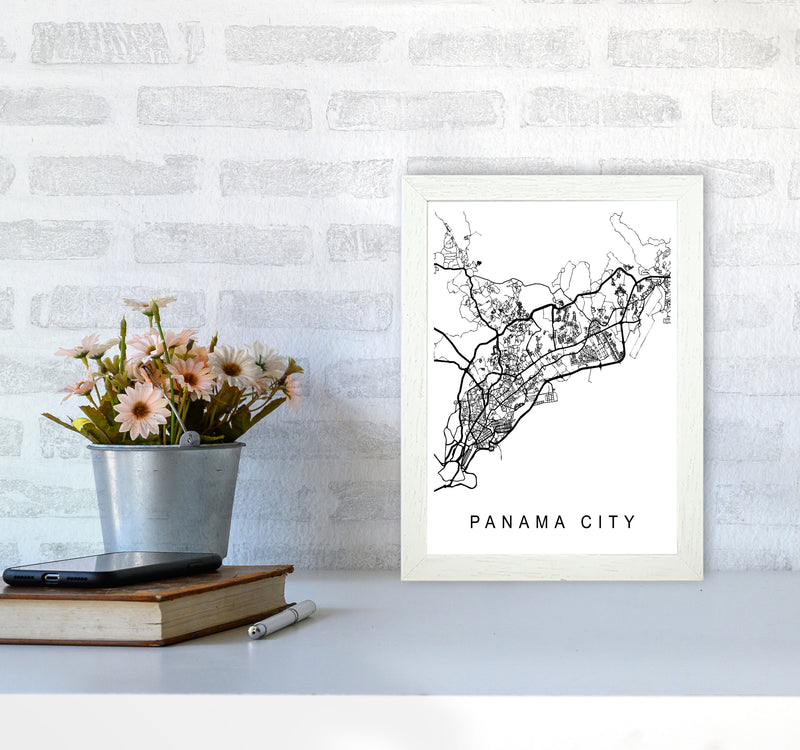 Panama Map Art Print by Pixy Paper A4 Oak Frame