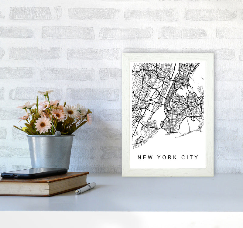 New York City Map Art Print by Pixy Paper A4 Oak Frame