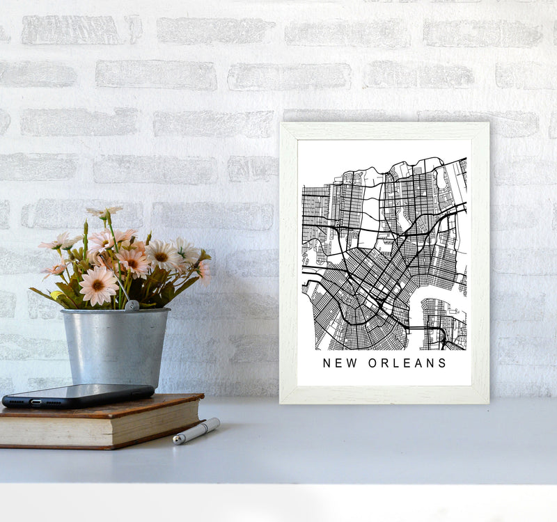 New Orleans Map Art Print by Pixy Paper A4 Oak Frame