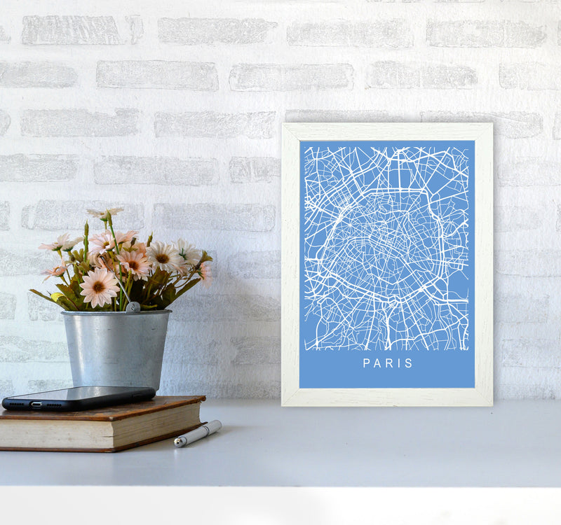 Paris Map Blueprint Art Print by Pixy Paper A4 Oak Frame