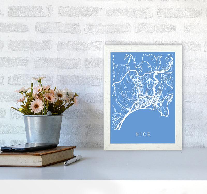 Nice Map Blueprint Art Print by Pixy Paper A4 Oak Frame