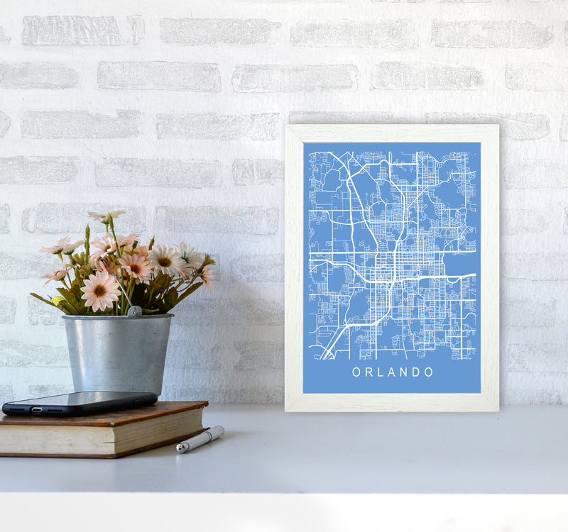 Orlando Map Blueprint Art Print by Pixy Paper A4 Oak Frame