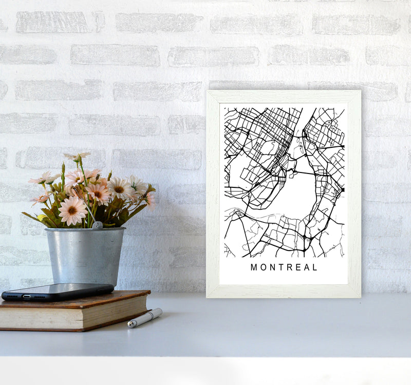 Montreal Map Art Print by Pixy Paper A4 Oak Frame