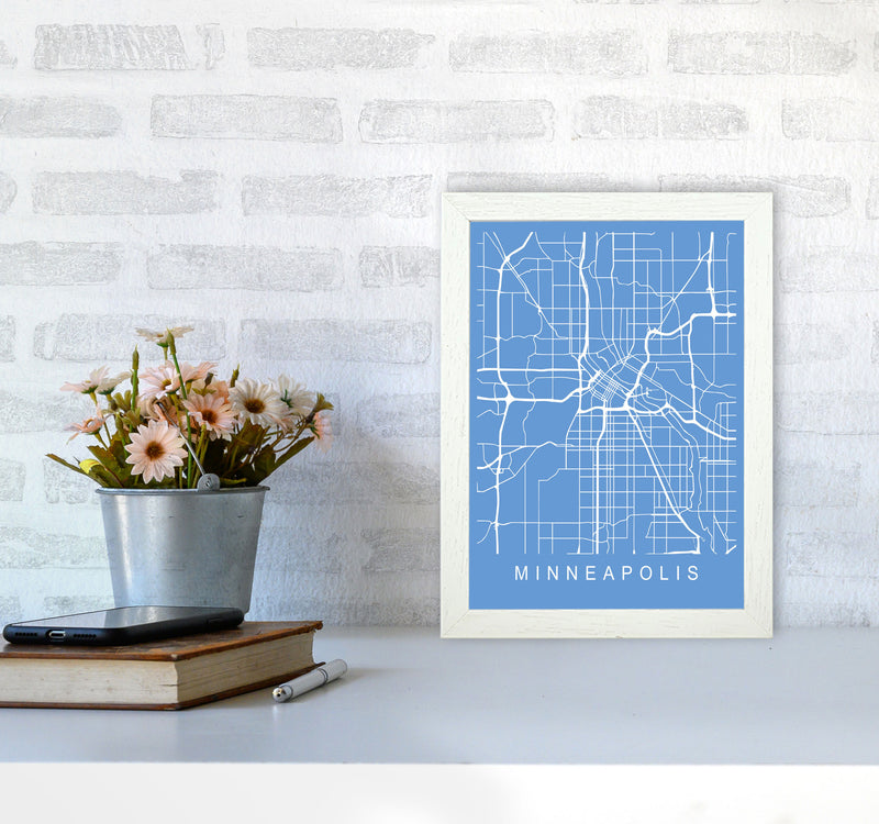 Minneapolis Map Blueprint Art Print by Pixy Paper A4 Oak Frame