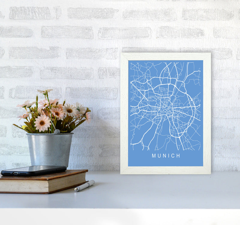 Munich Map Blueprint Art Print by Pixy Paper A4 Oak Frame
