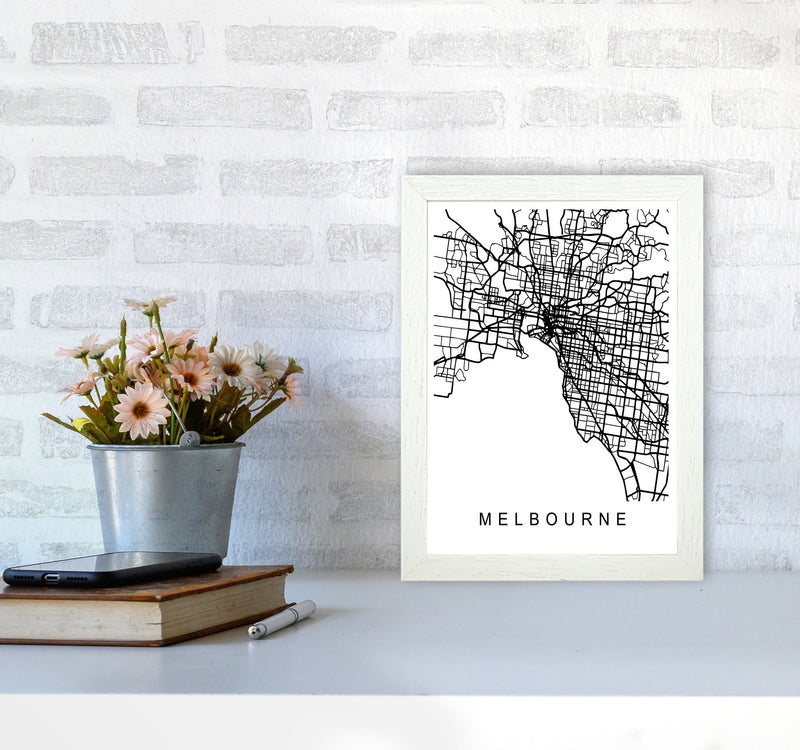 Melbourne Map Art Print by Pixy Paper A4 Oak Frame