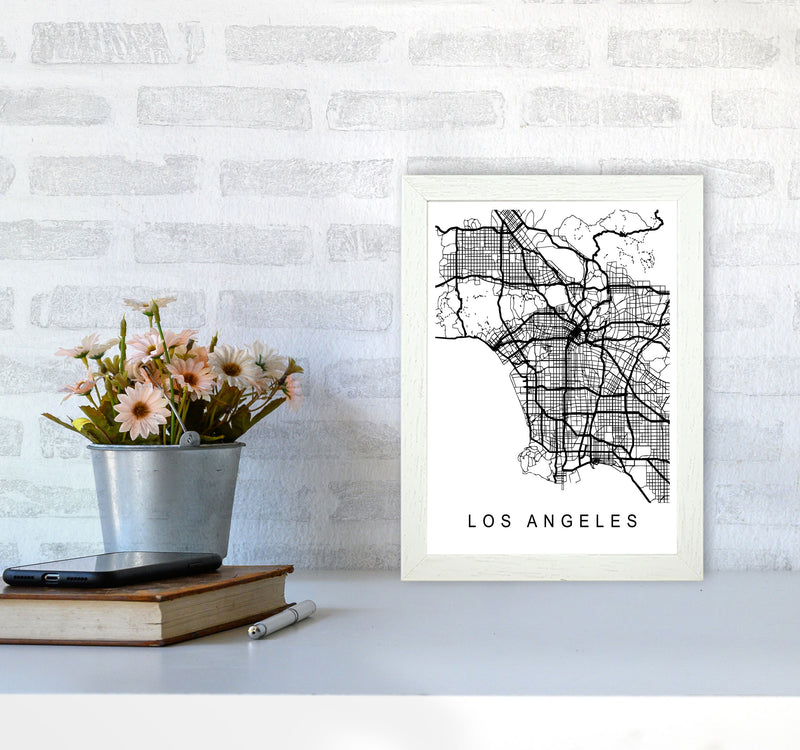 Los Angeles Map Art Print by Pixy Paper A4 Oak Frame