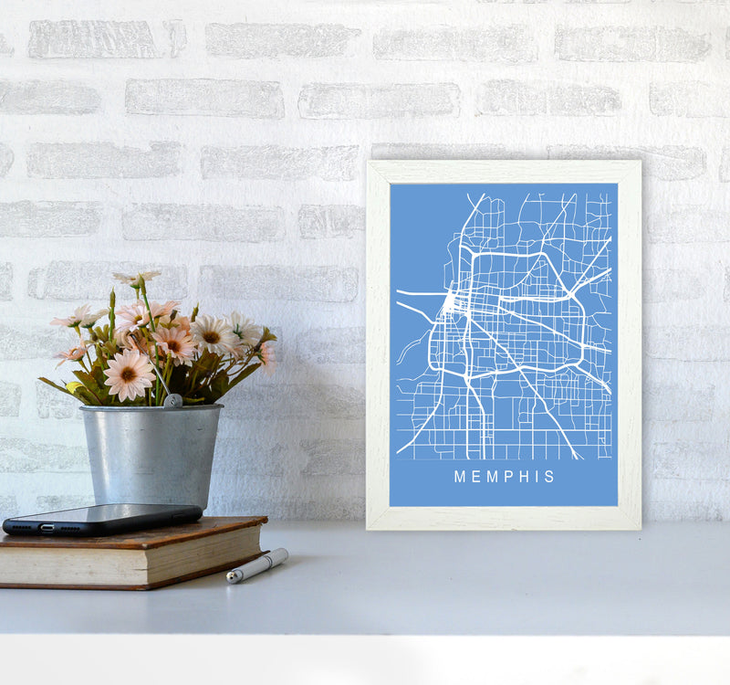 Memphis Map Blueprint Art Print by Pixy Paper A4 Oak Frame