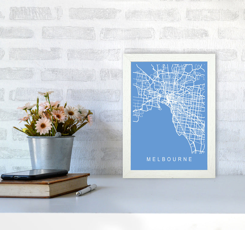 Melbourne Map Blueprint Art Print by Pixy Paper A4 Oak Frame