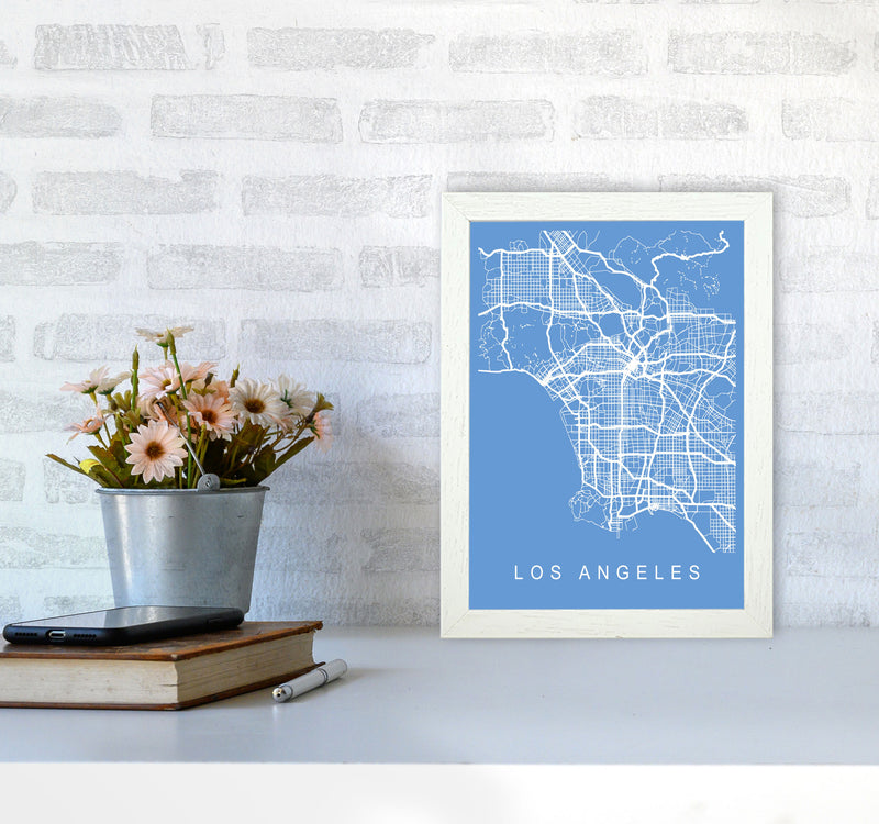 Los Angeles Map Blueprint Art Print by Pixy Paper A4 Oak Frame