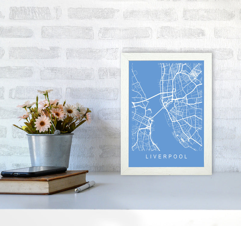 Liverpool Map Blueprint Art Print by Pixy Paper A4 Oak Frame