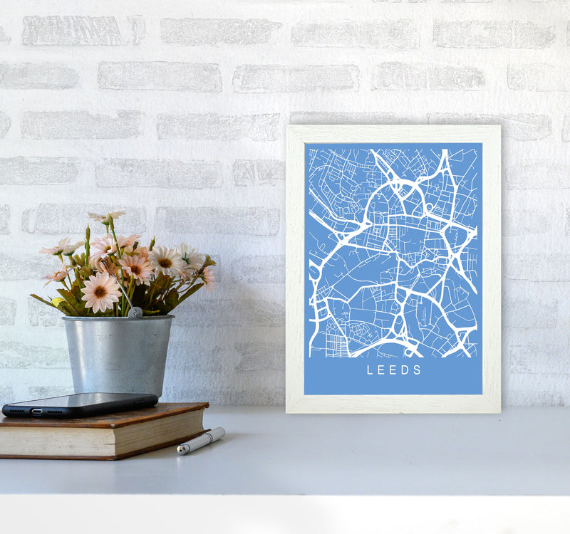Leeds Map Blueprint Art Print by Pixy Paper A4 Oak Frame