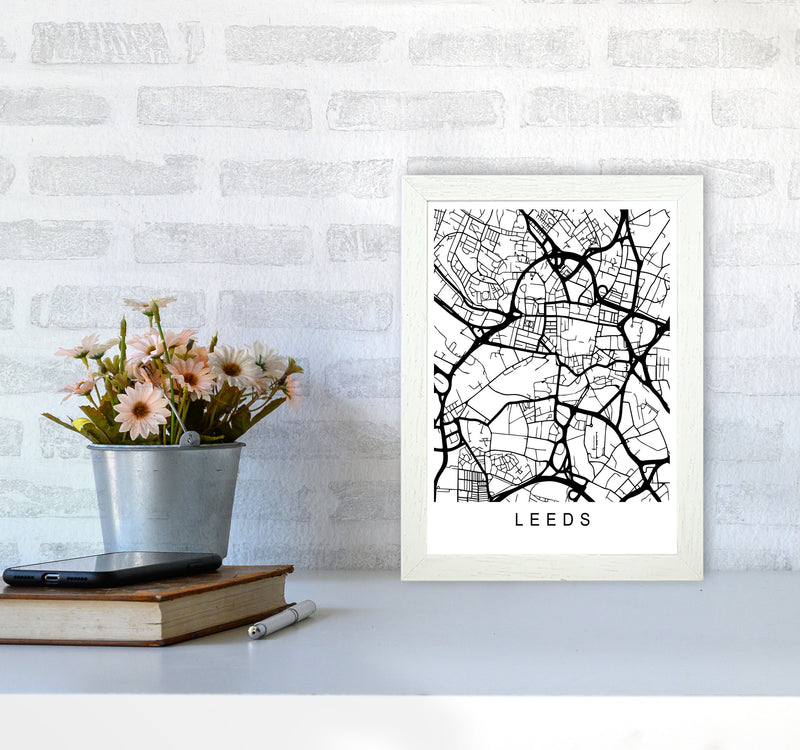 Leeds Map Art Print by Pixy Paper A4 Oak Frame