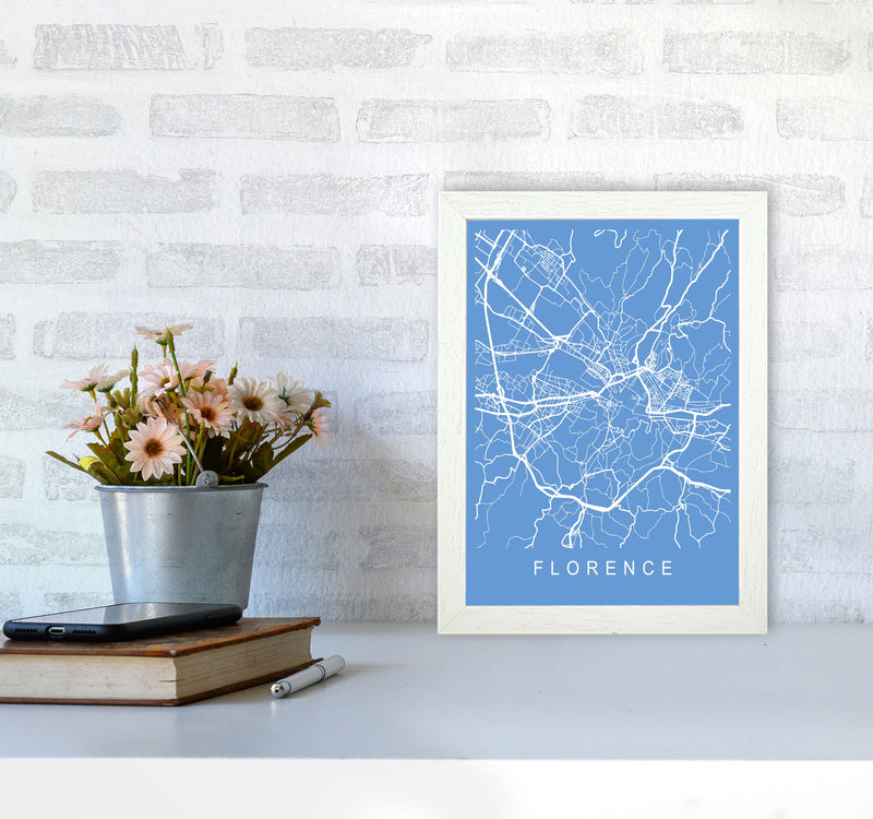 Florence Map Blueprint Art Print by Pixy Paper A4 Oak Frame