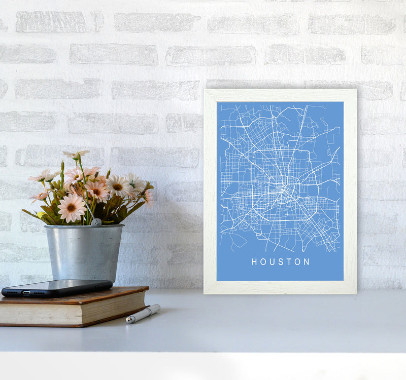 Houston Map Blueprint Art Print by Pixy Paper A4 Oak Frame