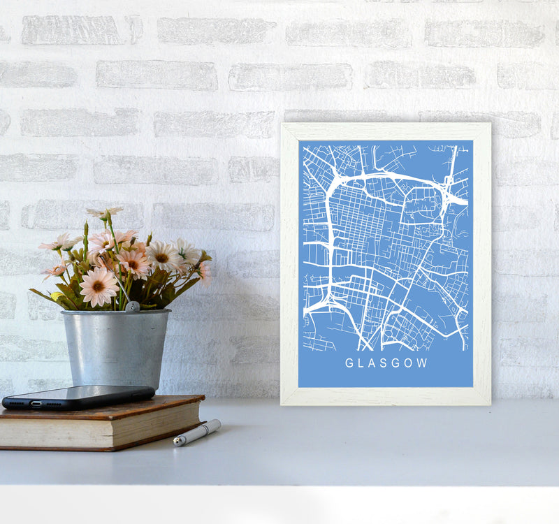 Glasgow Map Blueprint Art Print by Pixy Paper A4 Oak Frame