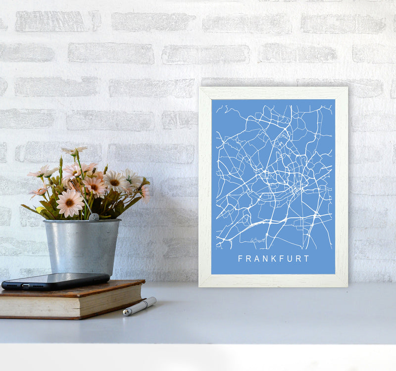 Frankfurt Map Blueprint Art Print by Pixy Paper A4 Oak Frame