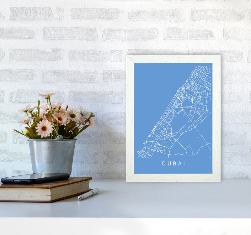Dubai Map Blueprint Art Print by Pixy Paper A4 Oak Frame