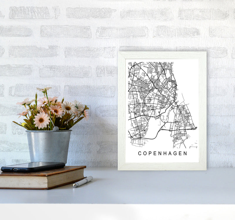 Copenhagen Map Art Print by Pixy Paper A4 Oak Frame
