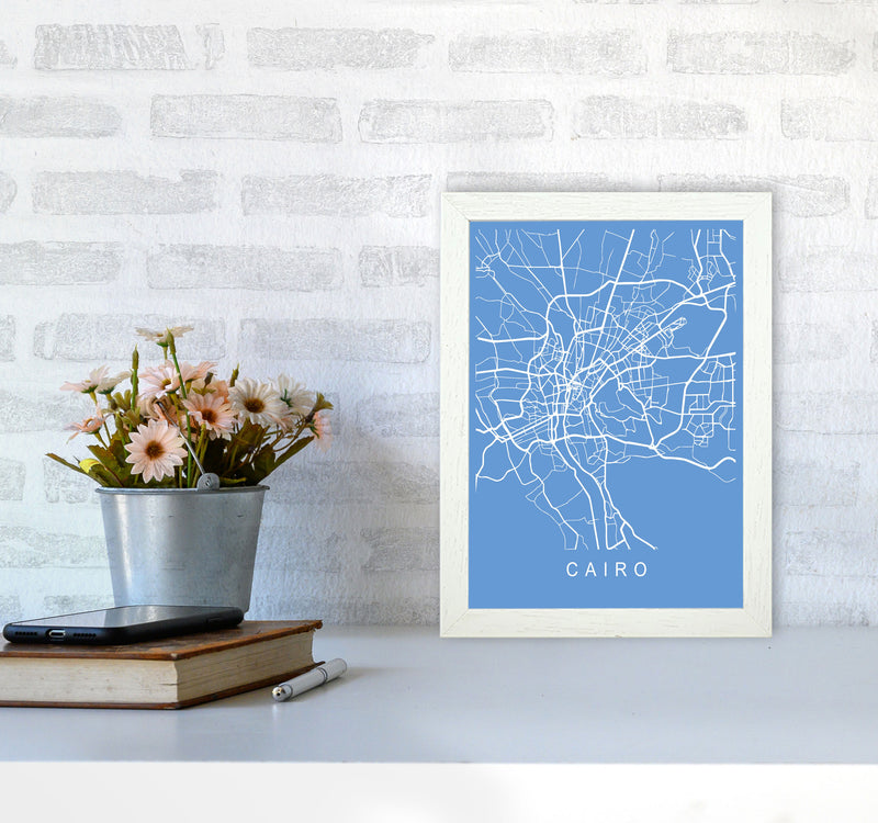 Cairo Map Blueprint Art Print by Pixy Paper A4 Oak Frame