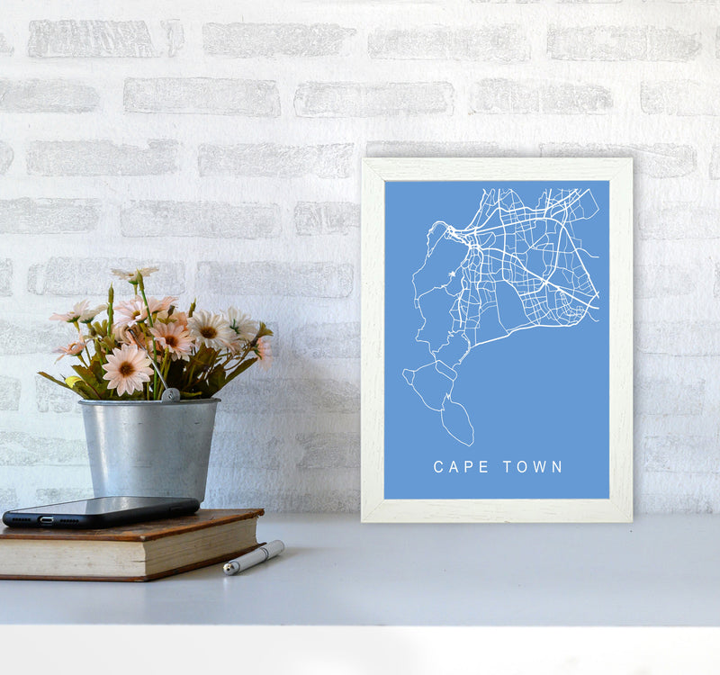 Cape Town Map Blueprint Art Print by Pixy Paper A4 Oak Frame