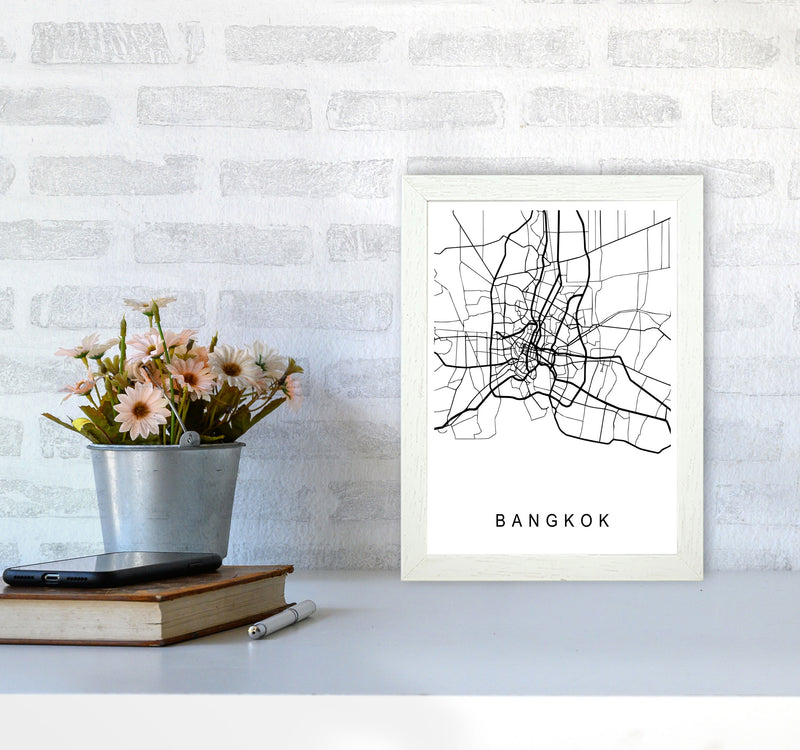 Bangkok Map Art Print by Pixy Paper A4 Oak Frame