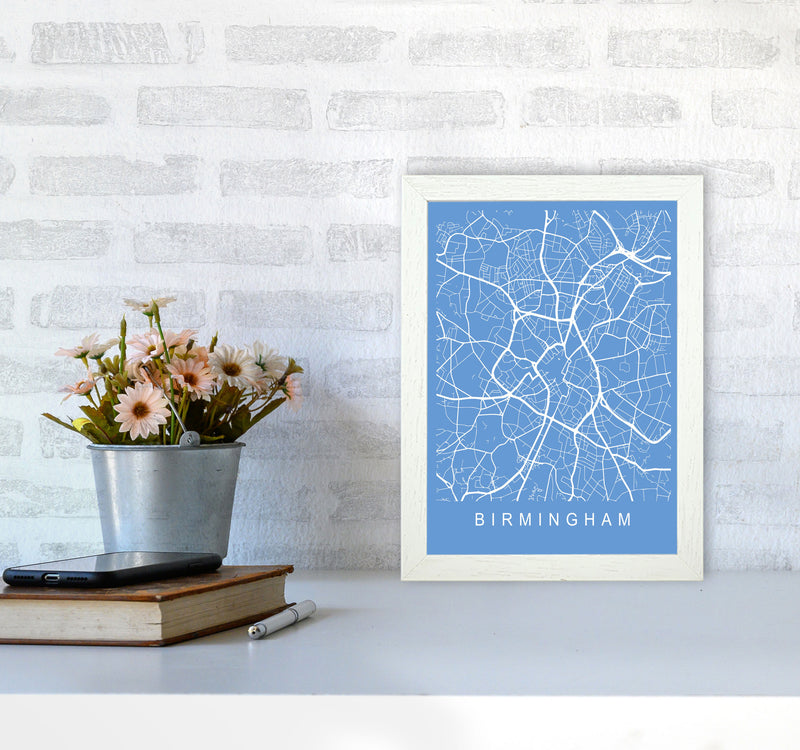 Birmingham Map Blueprint Art Print by Pixy Paper A4 Oak Frame