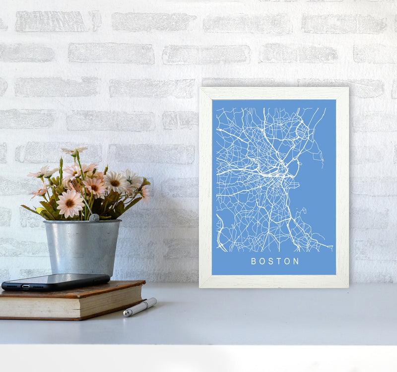 Boston Map Blueprint Art Print by Pixy Paper A4 Oak Frame