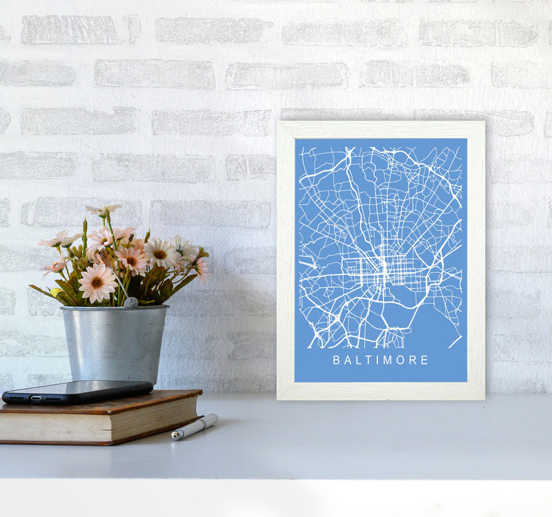 Baltimore Map Blueprint Art Print by Pixy Paper A4 Oak Frame