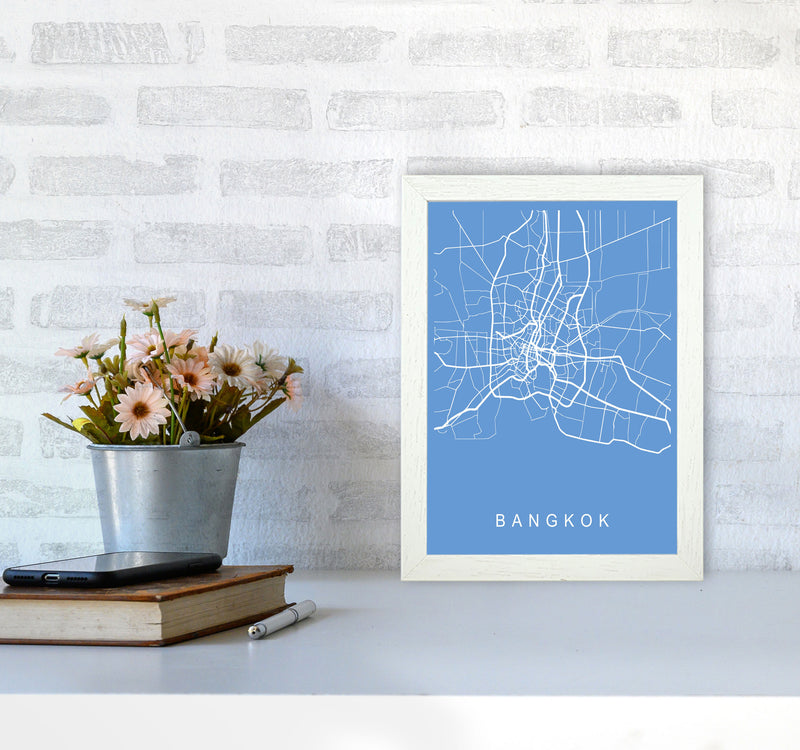 Bangkok Map Blueprint Art Print by Pixy Paper A4 Oak Frame